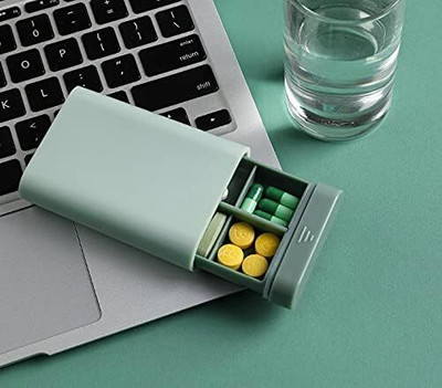 IndiRocks 7 Days Travel Pill Organizer 6 Compartments Portable Pill Case Waterproof-9.5x6x5.7 Cm Pill Box(Green)