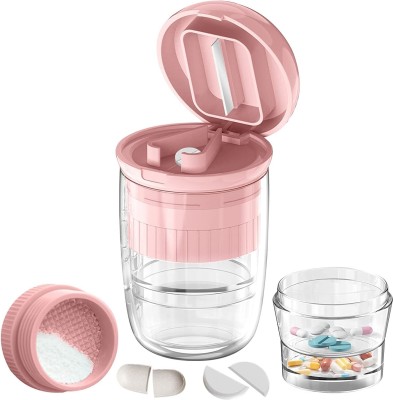 HASTHIP As per pill priod Pill Box with Tablet Cutter and Grinder Travel Pill Cutter with Drinking Cup Pill Box(Pink)