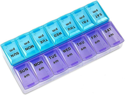KriShyam 14 Days Pill Organizer 7 Day 2 Times a Day Weekly Pill Box AM PM ,Pill Container Case Pill Box(Multicolor)