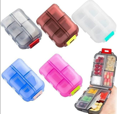 NIYANETAIL 1 Portable Travel Pill Boxes Small Pill Box 7 Days with 10 Compartments Pill Box(Multicolor)