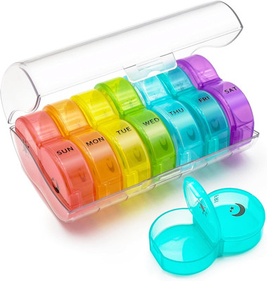 INKULTURE 7 Days Pill Organizer 2 Times A Day, 7 Day Am Pm Pill Box|1 Pcs Pill Box(multycolour)