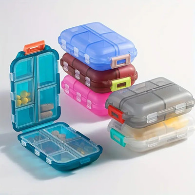 Himannhome 1 Week Double Layer Pill Organizer 10 Compartments Portable Travel Medicine Carry Box Pill Box(Multicolor)