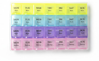A TO Z EMARKET 14 Days Weekly 4 Times a Day Pill Organizer Box | 7 Day Medicine Storage Case Pill Box(Multicolor)