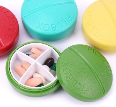 KriShyam 4 Days 4 Daily Round Travel Pill Box Organizer (Pack of 2) - Medicine Box for Pills Pill Box(Multicolor)