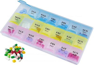 Right Traders 7 Days Pill Medicine Organizer Reminder Storage Box for 21 Days or 3 Weeks (Pack of 1) Pill Box(Multicolor)