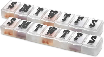 KriShyam 7 Days Weekly Pill Organizer-Pack of 2 -Pill Planner to Separate Pills and Each Week Pill Box(Multicolor)