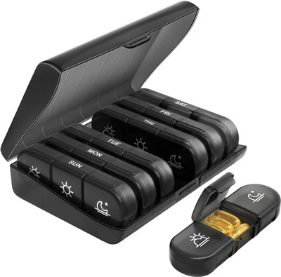 primetreads 7 days Pill Box(Black)