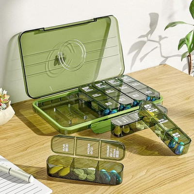 ZOMBIO Weekly Pill Organizer 7 Day, 3 Times a Day Portable Travel Pill Box with Large Compartments | Moisture-Proof Medicine Case Pill Box(Multicolor)
