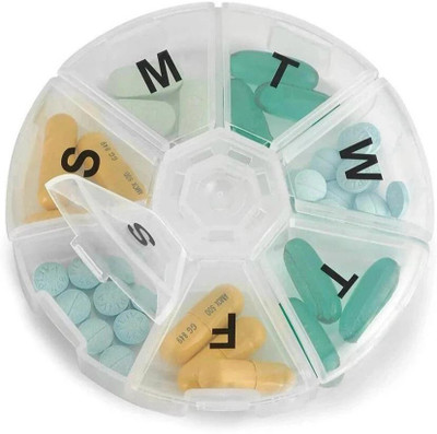 Dwarkesh enterprise 1-Time x 7-days Travel & Home use, Compact, Easy, Air-tight, Premium, BPA-Free Pill Box(Multicolor)