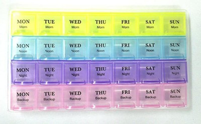 yatin enterprise Pill Medicine Organizer Reminder Storage Box 28 Days or 4 Weeks, Pack of 1 Pill Box(Multicolor)
