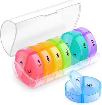 INKULTURE 7 Days Portable Medicine Tablets Organizer Case Travel Pill Box For 07 days|1 Pcs Pill Box(CLEAR-Multicolor)