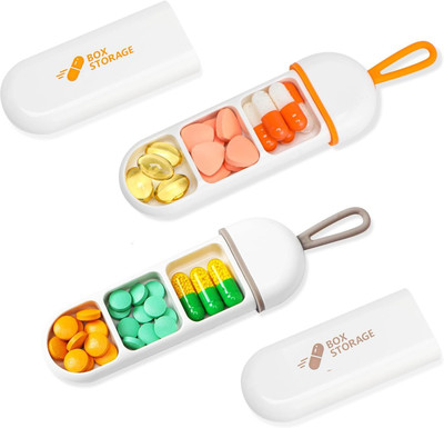 MBVTREADS 7-day Travel Pill Organizer 3 Compartments Pill Box Pill Box(Multicolor)