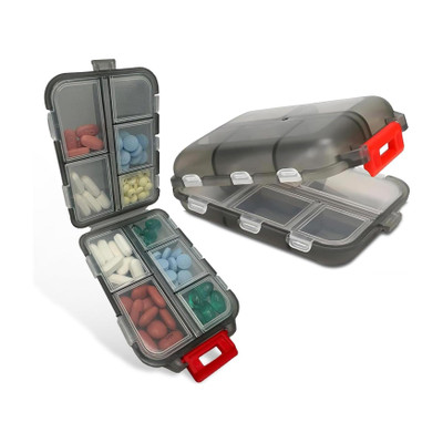 KUBAVA 10 Compartments Portable Pill Box Daily Medicine Organizer for Travel Tablet Case Pill Box(Clear)