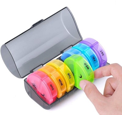 INKULTURE 7 Days Portable Medicine Tablets Organizer Case Travel Pill Box For 07 days|1 Pcs Pill Box(Multicolor)