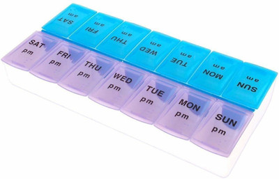 Lishonn 7-day Weekly Pill Organizer 2 line A Day 7 Day Pill Box Pill Box(Multicolor)