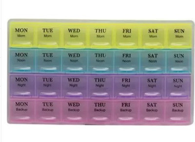 DOMUM 1 MONTH Pill Medicine Organiser Reminder Storage Box For 28 Days or 4 Weeks. Pack Of 1. Pill Box(Multicolor)