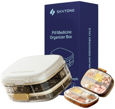 SKYTONE Pill Medicine Organizer Storage Box with 10 Compartments, GrainGuard Pill Box – Eco-Friendly, Leak-Proof, BPA-Free Pocket Travel Case Pill Box(Multicolor)