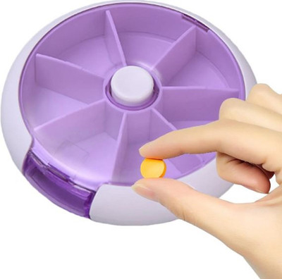 Mopslik 7 Slots Pack Of 1 - Pill Box 7 Cell Medicine Box Container for Vitamins Tablets BPA Free Pill Box(Multicolor)