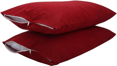 Soo Jaoo Plain Plain Filled Zipper Standard Size Pillow Protector(2, Maroon)
