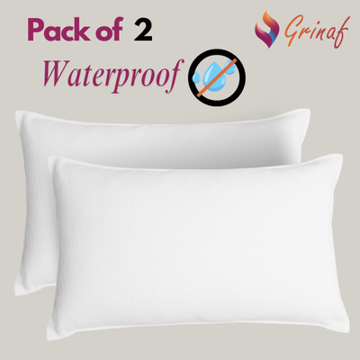 GRINAF Cotton Pillows Cover(46 cm*72 cm, Pack of 2, White)