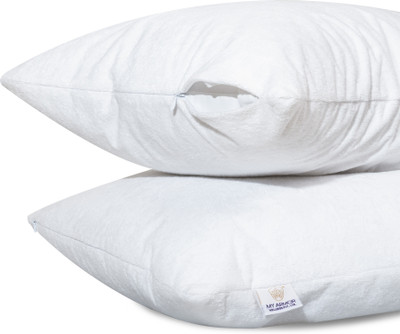 MY ARMOR Plain Cotton Filled Zipper Standard Size Pillow Protector(2, White)