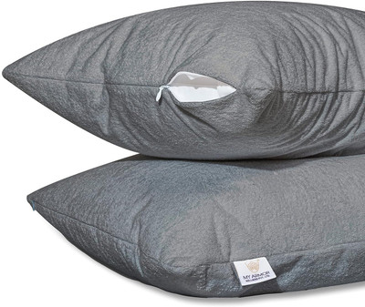 MY ARMOR Plain Cotton Filled Zipper King Size Pillow Protector(2, Grey)
