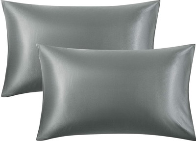 Linenovation Polyester Pillows Cover(Pack of 2, 50.8 cm*76.2 cm, Grey)