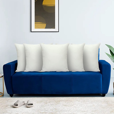 spinewell PREMIUM CUSHION SET (16x16)FIBRE PACK OF 5 Polyester Fibre Solid Cushion Pack of 5(White)