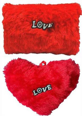 MGT CREATION Polyester Fibre Solid Cushion Pack of 2(Red)