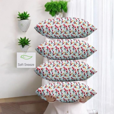SOFT SNOOZE Microfibre Sleeping Pillow Pack of 4 Floral LUXURY(White)
