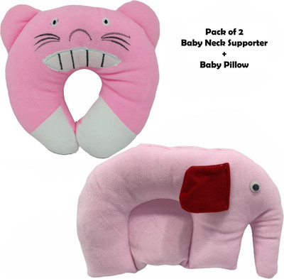 E VYAPAR KENDRA Mustard Seeds, Cotton Baby Pillow Pack of 2 Toons & Characters, Smiley(Teeth Pink and Light Pink Elephant)