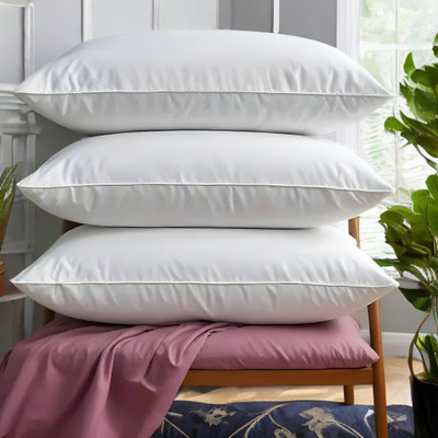 YPOLOIPO LUXURY Polyester Fibre Abstract Sleeping Pillow Pack of 3(White)
