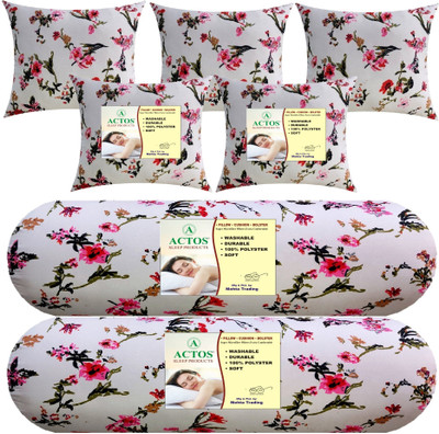 ACTOS Microfibre Bolster Pack of 7 Floral(White)