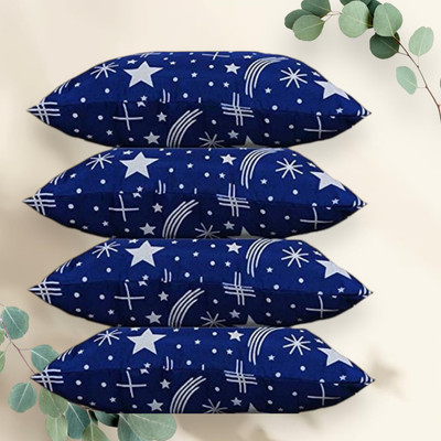 soft snooze Microfibre Polka Sleeping Pillow Pack of 4(Blue)