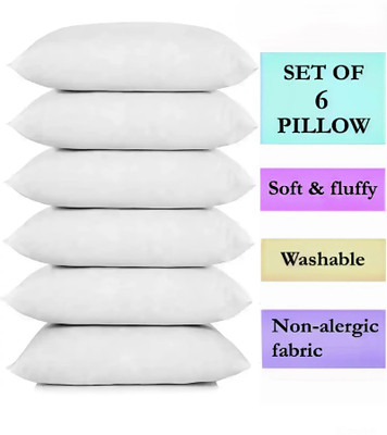 TWIROX LUXURY Polyester Fibre Abstract, Solid Sleeping Pillow Pack of 6(White)