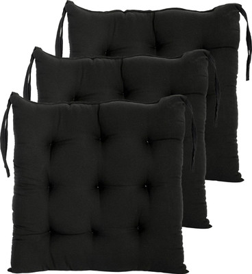 Barbican Microfibre Solid Chair Pad Pack of 3(Black)
