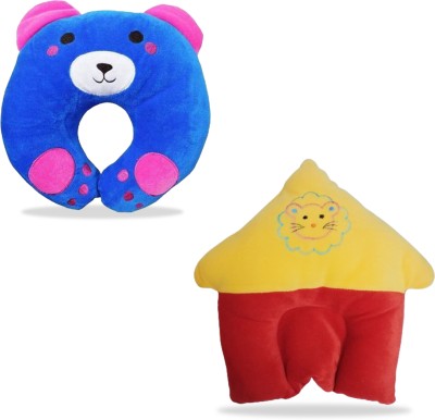 Aditya Kids Wear Microfibre, Mustard Seeds Animals, Toons & Characters Baby Pillow Pack of 2(Blue, Yellow Red)