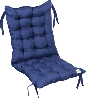 HOMESTIC Microfibre Solid Chair Pad Pack of 1(Navy Blue)