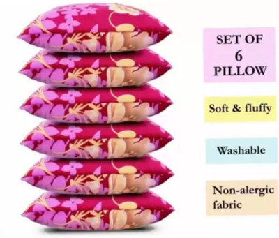 STOMIA Polyester Fibre Floral Sleeping Pillow Pack of 6(Multicolor)
