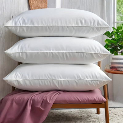 LIPONOS LUXURY Microfibre Solid Sleeping Pillow Pack of 3(White)