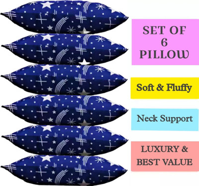 GOGA BLUE PRINT Microfibre Abstract Sleeping Pillow Pack of 6(Blue)