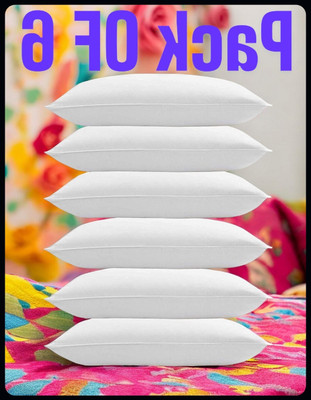 JAYOG ENTERPRISE White Pillow 6 Microfibre Solid Sleeping Pillow Pack of 6(White)