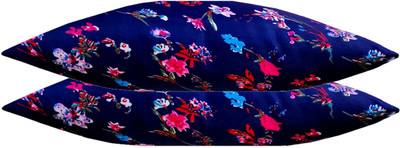 Swikon star Microfibre Floral Sleeping Pillow Pack of 2(Blue)