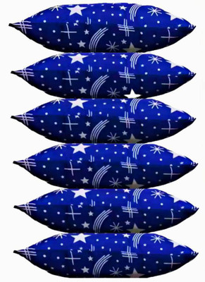 GOGA BLUE PRINT Polyester Fibre Abstract Sleeping Pillow Pack of 6(Blue)