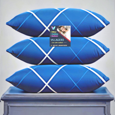 Tecsun LUXURY Microfibre Abstract Sleeping Pillow Pack of 3(Blue)