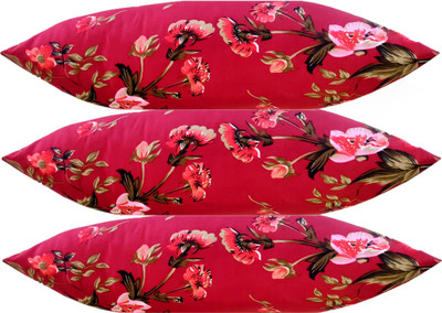 GKM Microfibre Floral Sleeping Pillow Pack of 3(Maroon)