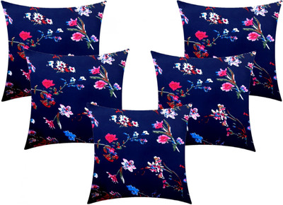 ACTOS Microfibre Floral Cushion Pack of 5(Blue)