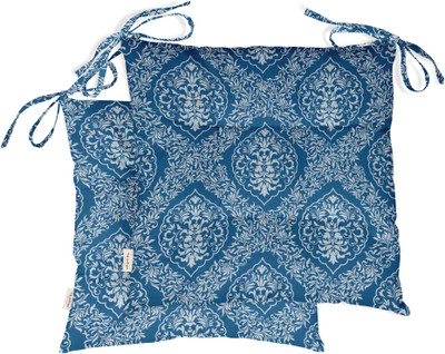 Vargottam Polyester Fibre Motifs Chair Pad Pack of 2(Blue)
