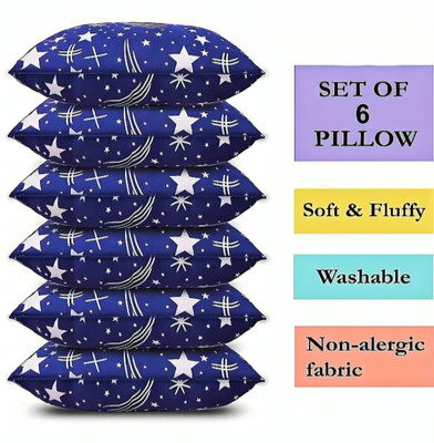 TWIROX Cotton Sleeping Pillow Pack of 6 Abstract, Floral LUXURY(Blue)