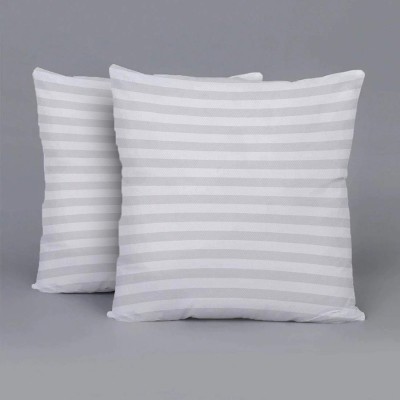 Anil Enterprises Cotton Satin Striped Pillow Cushion Fillers Inserts For Bed, Sofa Microfibre Solid Cushion Pack of 2(White)